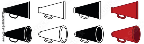 Cheerleader Megaphone Clipart Set - Outline and Silhouette photo