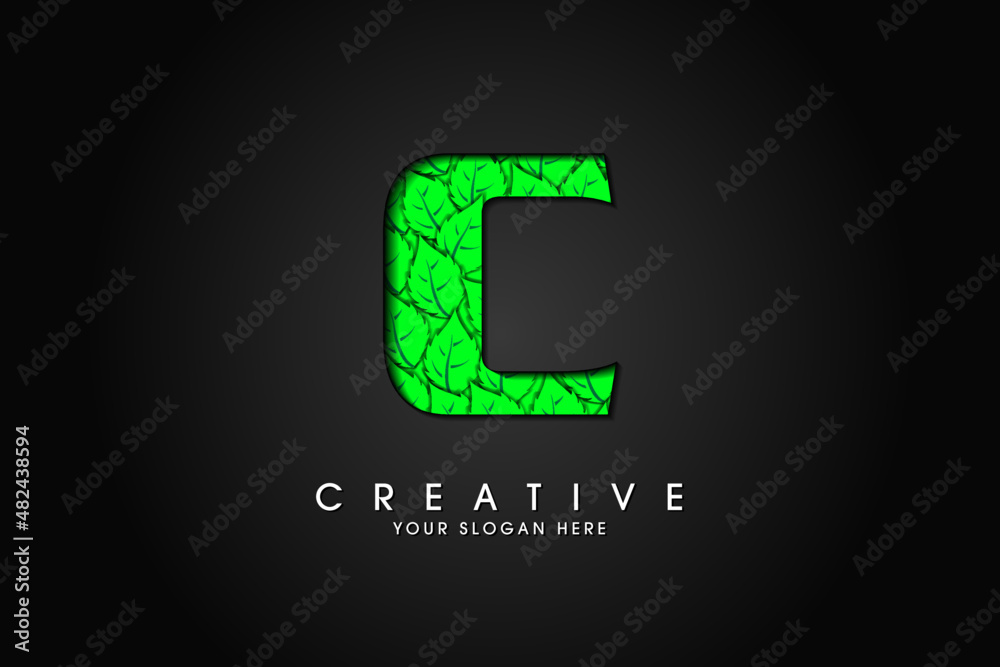 C initial letter logo with leaves. Ecological font. Green Leaves font. Vector illustration. C initial letter logo with leaves. Ecological font. Green Leaves font. Vector illustration.