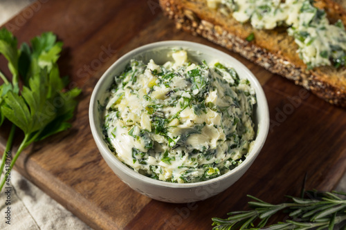 Healthy Homemade Herb Butter and Bread photo