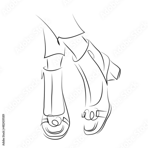 High elegant shoes, modern fashion vector illustration of abstract young woman's legs, quick sketch
