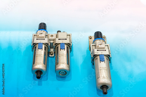 Pneumatic equipment precision air filter regulator and lubricator for machine system or automation manufacturing process in industrial on table