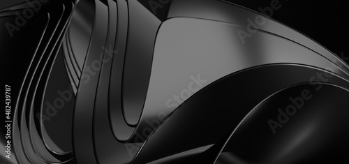Abstract black wave paper c...