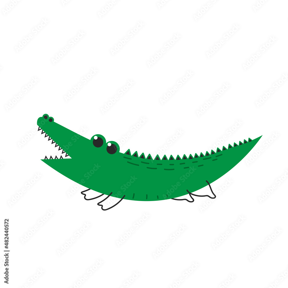 Naklejka premium Crocodile cartoon vector. Crocodile on white background.