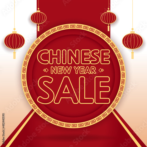 Chinese new year sale poster. Happy Chinese new year 2022. Chinese New Year Sale Promotion Template. Sale tag vector.