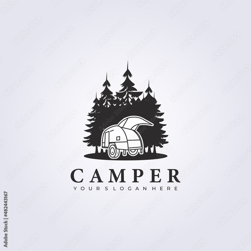 teardrop camping van fifth wheels logo vector illustration forest outdoor jungle design teardrop camping van fifth wheels logo vector illustration forest outdoor jungle design