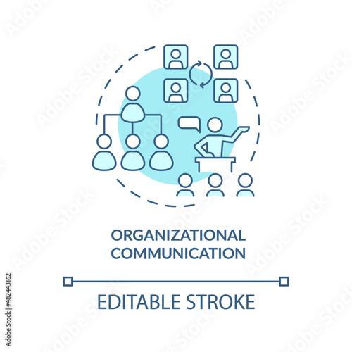 Organizational communication turquoise concept icon. Common goals achievement abstract idea thin line illustration. Isolated outline drawing. Editable stroke. Arial, Myriad Pro-Bold fonts used