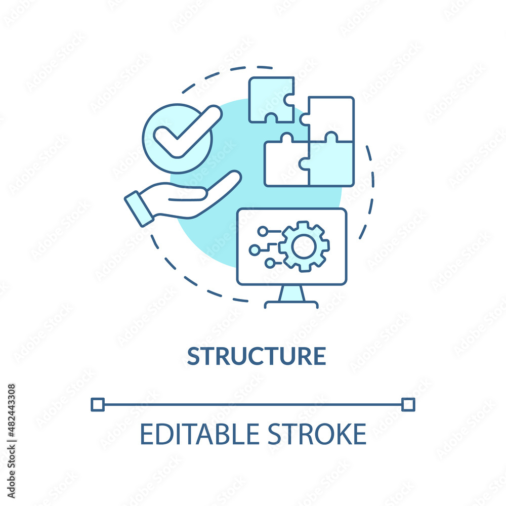 Structure turquoise concept icon. Business interaction abstract idea thin line illustration. Effective communicator skill. Isolated outline drawing. Editable stroke. Arial, Myriad Pro-Bold fonts used Structure turquoise concept icon. Business interaction abstract idea thin line illustration. Effective communicator skill. Isolated outline drawing. Editable stroke. Arial, Myriad Pro-Bold fonts used