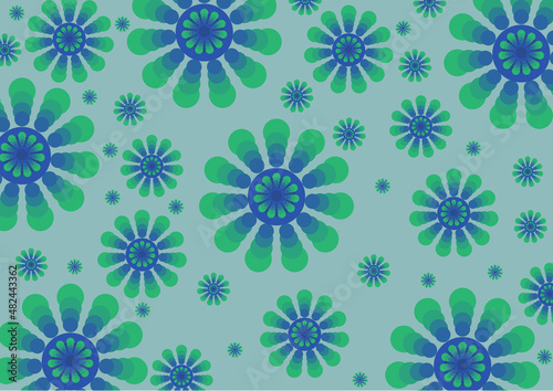 flower design from green circles on grey background