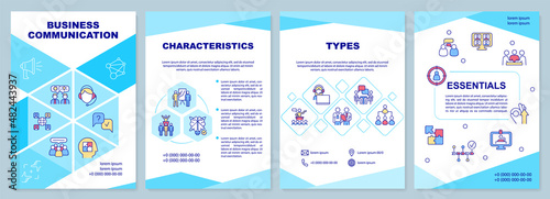 Effective business communication brochure template. Essentials. Booklet print design with linear icons. Vector layouts for presentation, annual reports, ads. Arial-Black, Myriad Pro-Regular fonts used