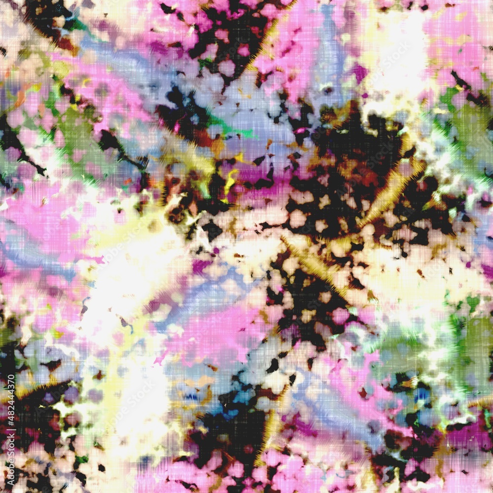 Messy summer tie dye batik beach wear pattern. Seamless colorful stain space dyed effect fashion. Washed out soft furnishing background. Messy summer tie dye batik beach wear pattern. Seamless colorful stain space dyed effect fashion. Washed out soft furnishing background.