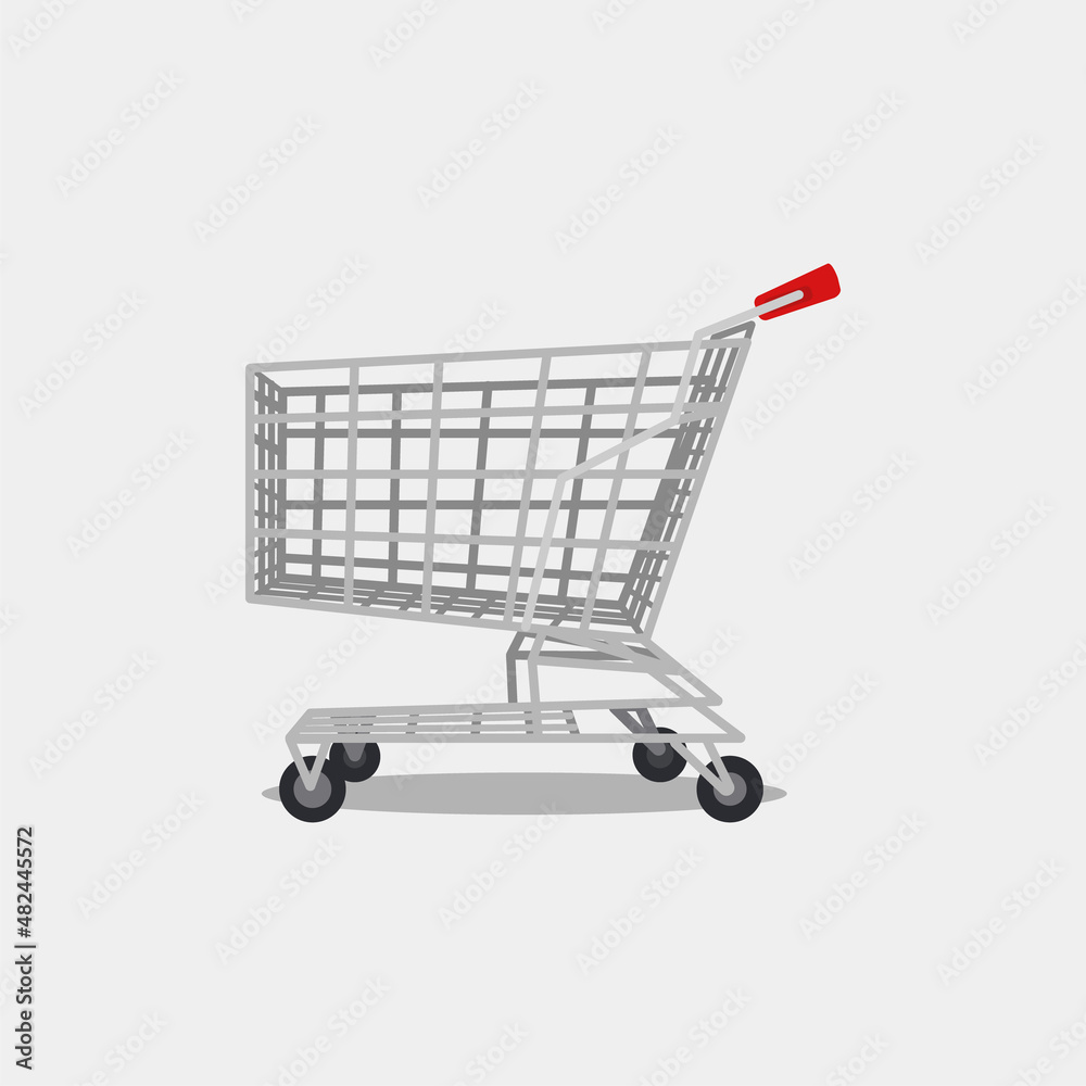 Shopping cart in a flat style. Vector illustration cartoon trolley Shopping cart in a flat style. Vector illustration cartoon trolley
