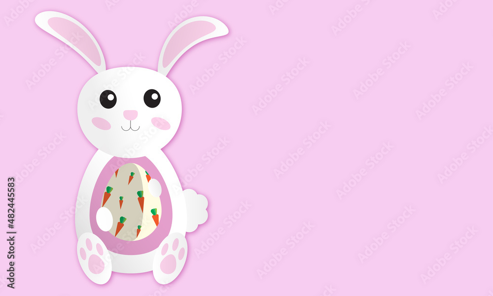 Easter bunny poster with copy space. Easter poster template. Cute rabbit vector Easter bunny poster with copy space. Easter poster template. Cute rabbit vector