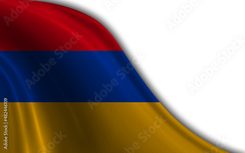Flag of Armenia waving in the wind against white background