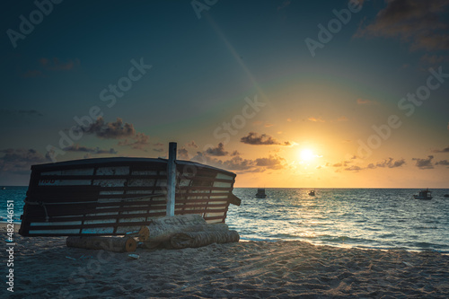 Beautiful Sunrise with artesanal boat - Tamandare - Pernambuco Brazil