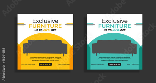 Furniture sale social media post or web banner square flyer template