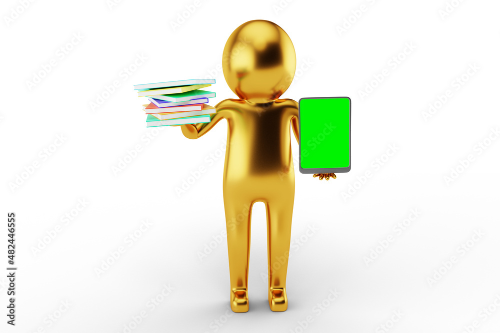 3D Golden Man is Posing with Signs and Symbols 3D Golden Man is Posing with Signs and Symbols