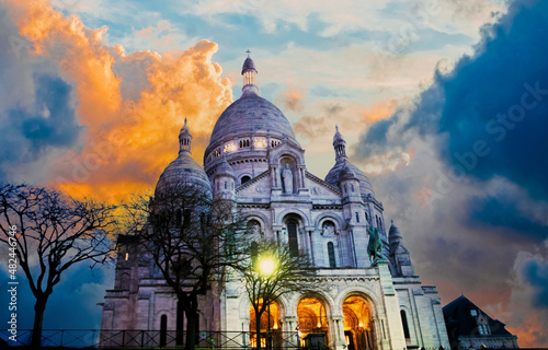 Fototapeta Sacre Coeur Cathedral on Montmartre Hill, Paris. France