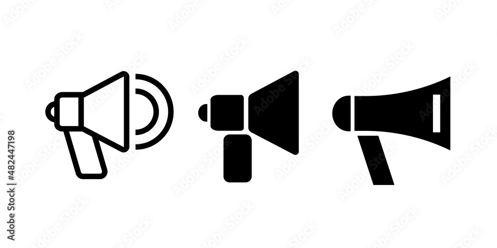 Loudspeakers icons set. Black vector icons isolated on white background. Vector clipart. Loudspeakers icons set. Black vector icons isolated on white background. Vector clipart.