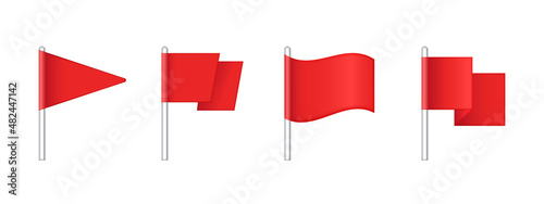 3d Map pin flag. Set of flag for the map. Navigation marker on the map.