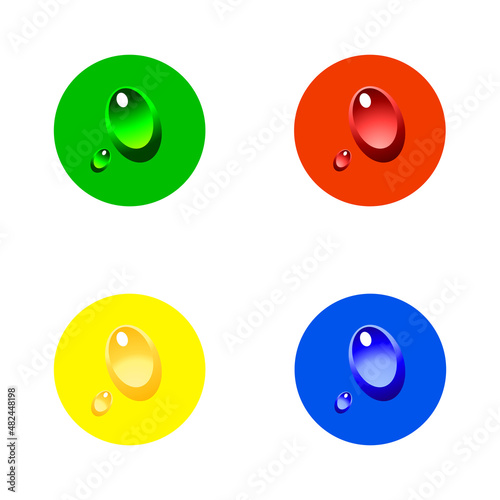 Set from multicolored drops. Vector illustration. 