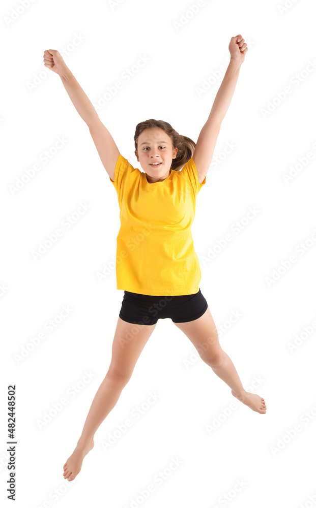 little girl jumping isolated on white little girl jumping isolated on white