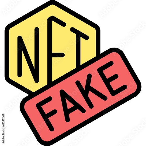 Fake icon, NFT related vector illustration