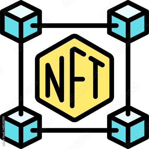 Block chain icon, NFT related vector illustration