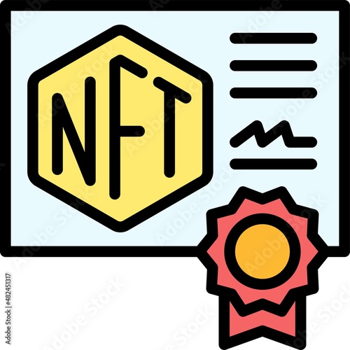 Certificate of ownership icon, NFT related vector illustration