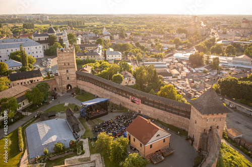 Aerial view on Lubart's castle in Lutsk, Ukraine from drone