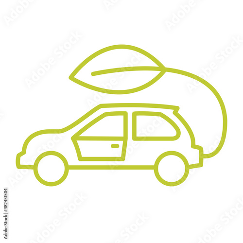 Zero tailpipe emissions. Eco friendly vehicle using biofuel. Electric vehicle. Eco car concept green drive with leaf symbol
