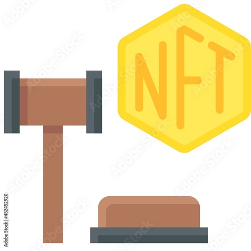 Nft auction icon, NFT related vector illustration