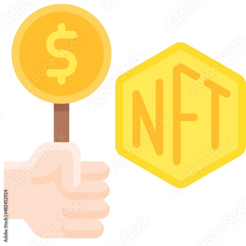 Bid icon, NFT related vector illustration