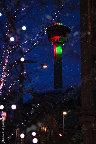 Calgary Tower Illuminated At Night