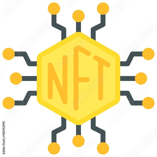 Digital token icon, NFT related vector illustration