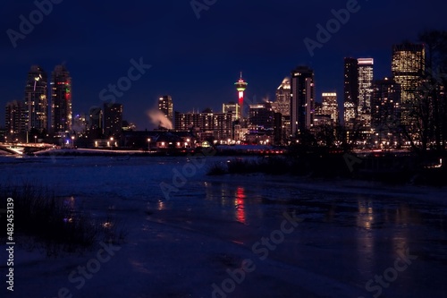 The Calgary Skyline Glowing At Night
