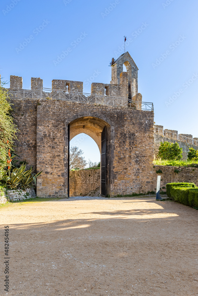 Convent of Christ or 'Convento de Cristo' is ornately sculpted, Manueline style, hilltop Roman Catholic convent in Tomar, Portugal. Templar stronghold complex is a historic and cultural monument.