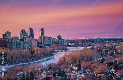 Sunrise Over The City Of Calgary