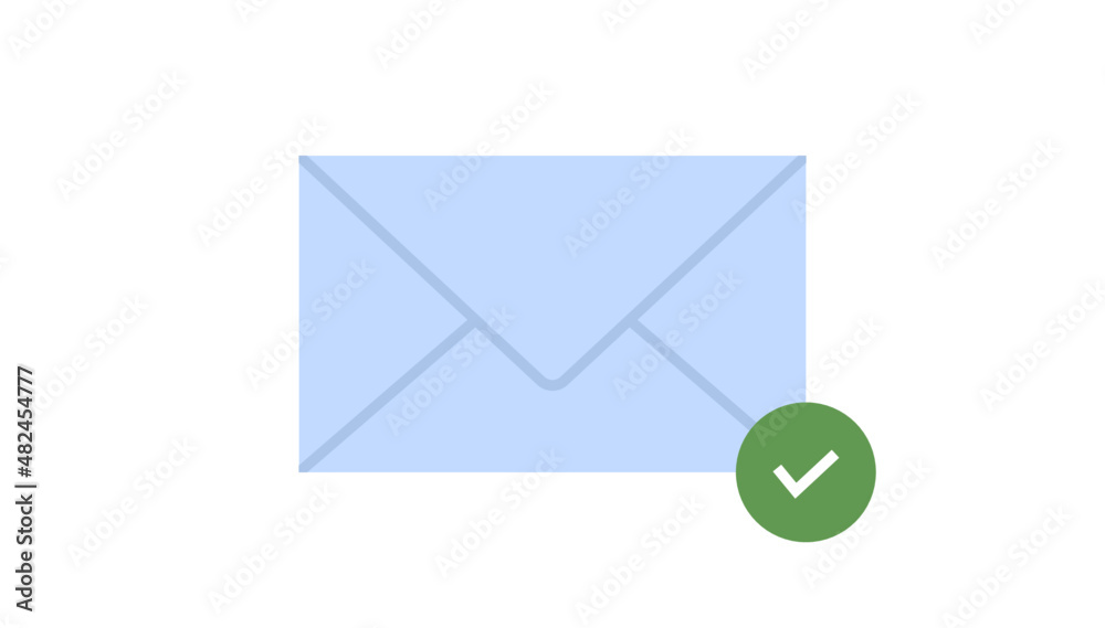 Confirmation sign on email symbol and email reading check simple concept flat vector illustration. Confirmation sign on email symbol and email reading check simple concept flat vector illustration.