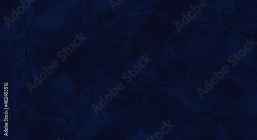 Tło z motywem kwiatów lilii w kolorze Royal Blue, tekstura przeznaczona do druku na tkaninie, płytkach ceramicznych, ozdobnym papierze, tapecie