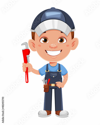 Auto mechanic cartoon character.