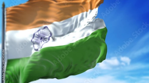 Indian flag is waving slow motion in full screen. Loopable 4K resolution animation. Loop ready video file.