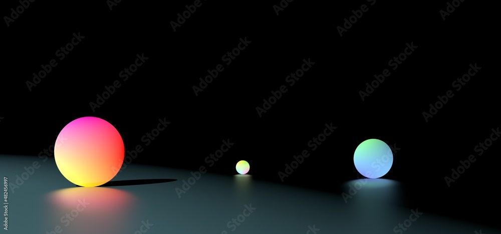 Neon abstract circles. Luminous discs are colored. Illuminated neon disk circles on a dark background. 3D illustration. Neon abstract circles. Luminous discs are colored. Illuminated neon disk circles on a dark background. 3D illustration.