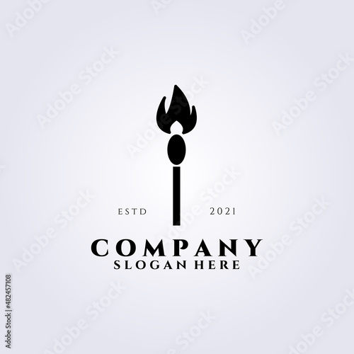 Torch logo vector illustration design, simple template lighter or lucifer logo