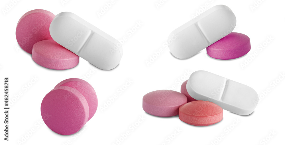 medical pills close up on white background medical pills close up on white background