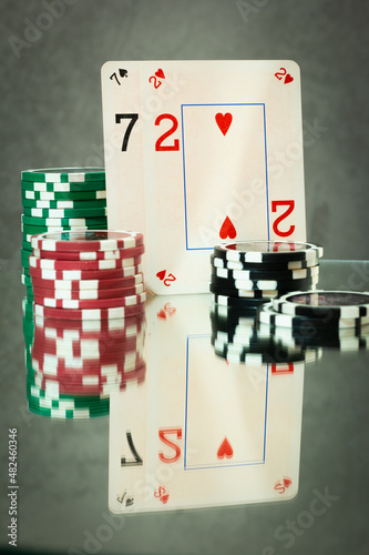 poker chips and cards