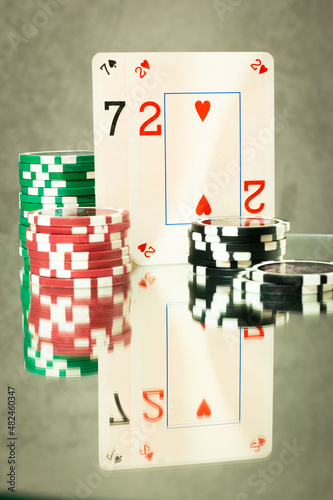 poker chips and cards