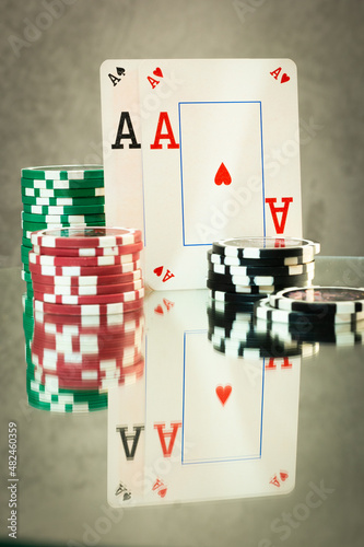 poker chips and cards