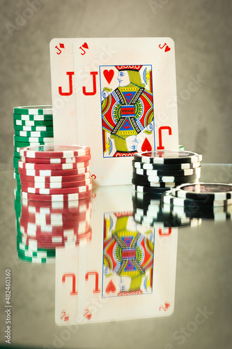 poker chips and cards