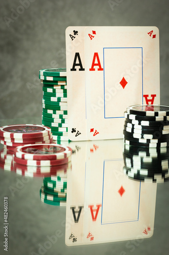 poker chips and cards
