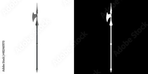 3D rendering illustration of a medieval halberd